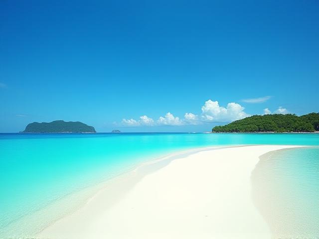 Vit sandstrand med turkost vatten i Thailand